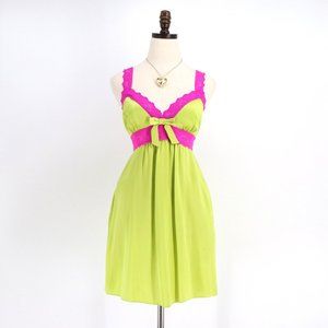 SOLD - Vintage Betsey Johnson 100% Silk Lace Trim Mini Dress